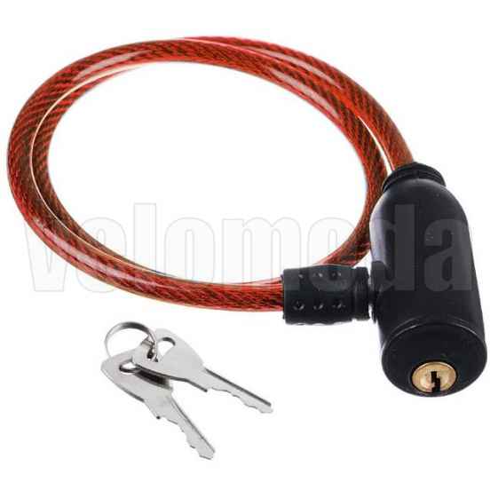 Велозамок Velozip 1125-214 8*600мм, 2 ключа (Красный)