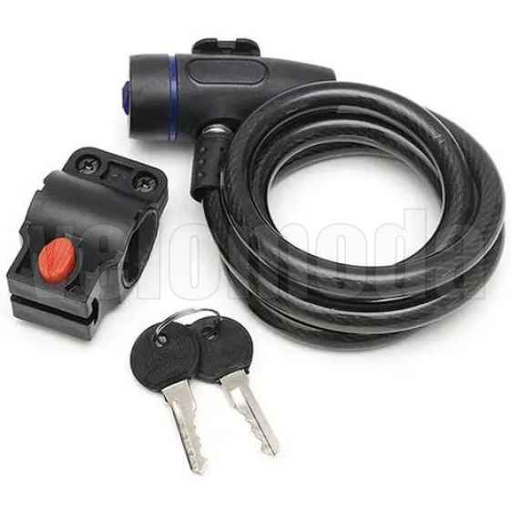 Велозамок Velozip 1125-215 8*1000мм, 2 ключа (Чёрный)