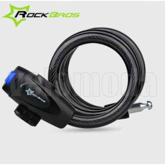 Велозамок Rockbros L588 тросовый, автоматический с креплением (черный)