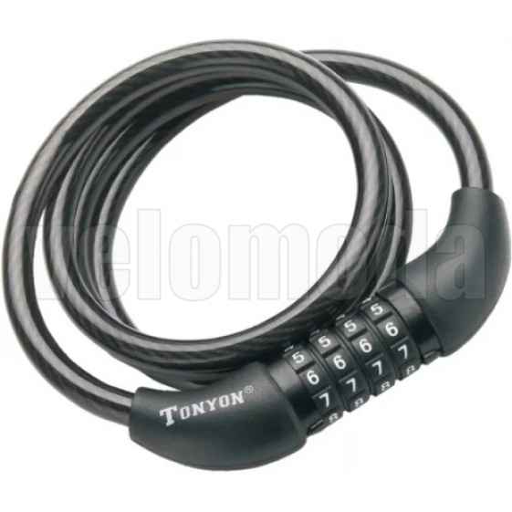 Замок велосипедный Tonyon 567C-0810, кодовый, 8 мм, 1000 мм