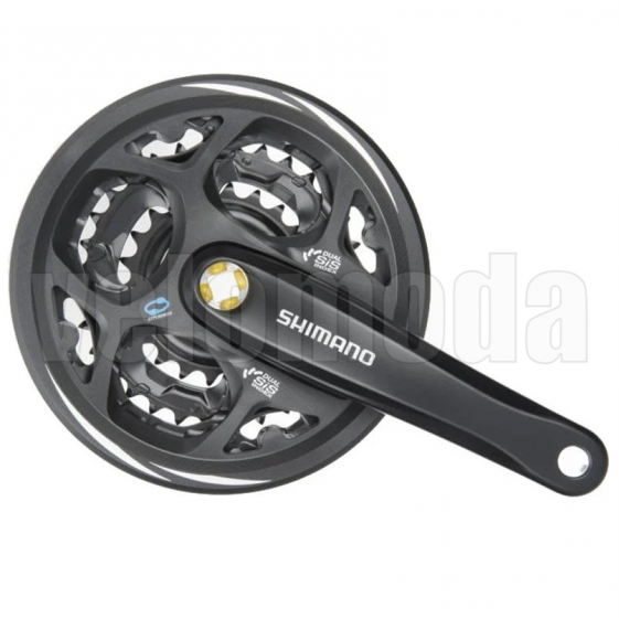 Система Shimano Altus FC-M311, 48-38-28T, 175 мм, без защиты (Черный)
